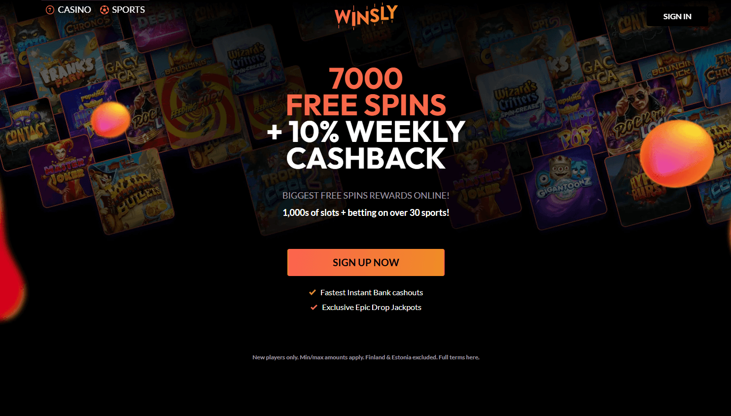 Winsly Casino lobby